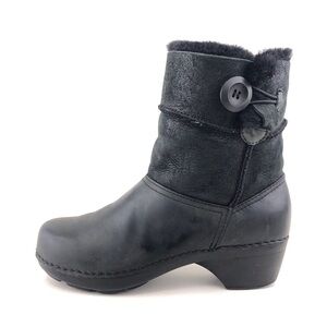 Dansko Stormy Black Leather Sheepskin Winter Boots EUR 38